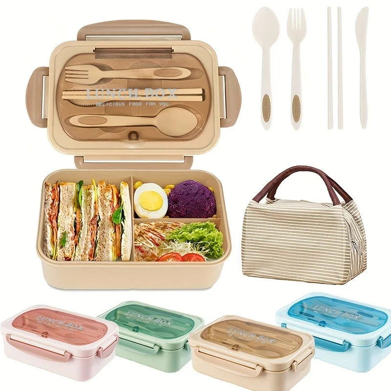 Lunchbox Erwachsene – Auslaufsichere Bento Box mit 3 Fächern & Besteck – Bolendo