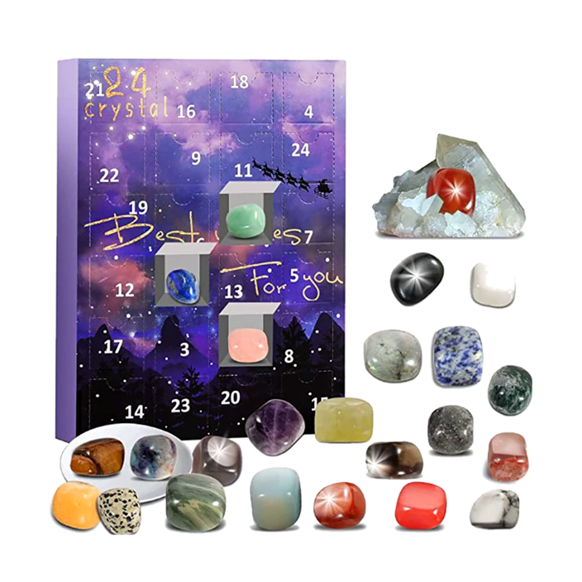 Aurelia – Adventskalender 2025 met 24 natuurlijke kristallen