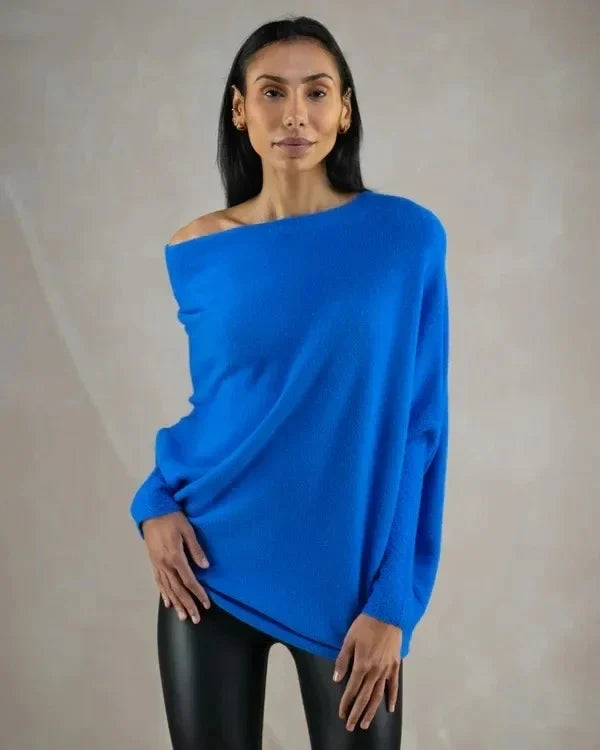 Maglione asimmetrico alla moda con drappeggi - Inara