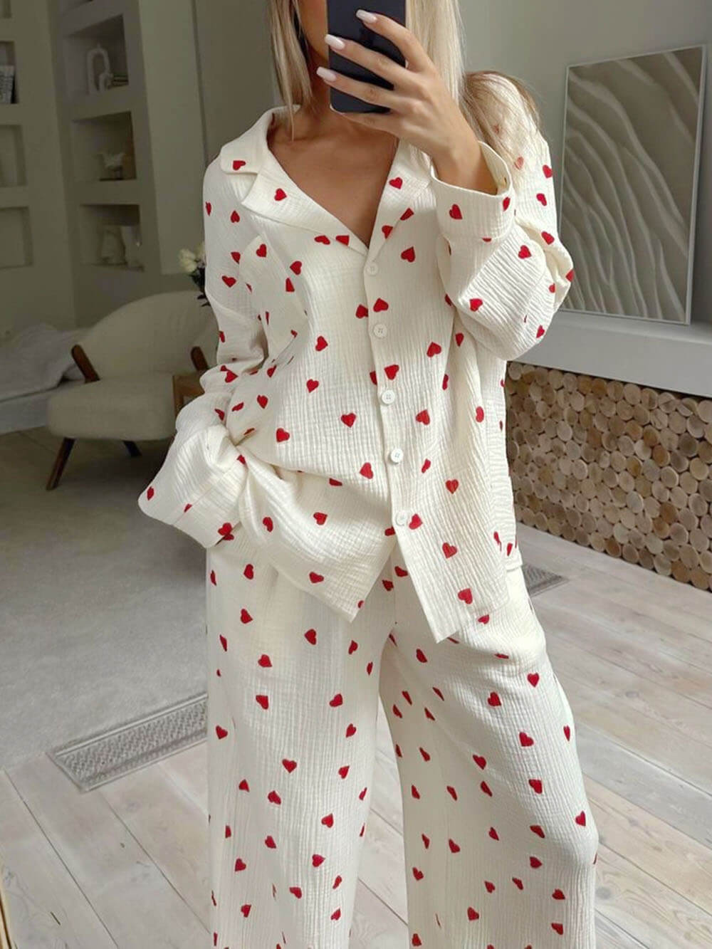 Ensemble pyjama deux pièces avec motif cœur - Rainey