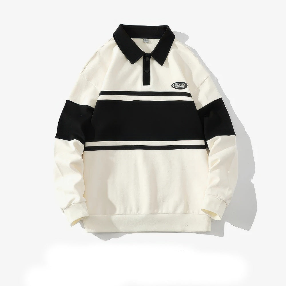 Polo à manches longues rayé Bolendo Trailblazer Harajuku pour hommes