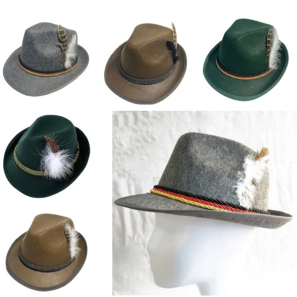 Bolendo Oktoberfesthut - Klassisches Design mit bunten Federn für festliches Flair