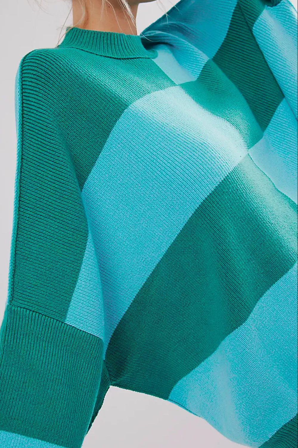 Farbblock-rundhals-pullover med lange ærmer - moderigtig pullover