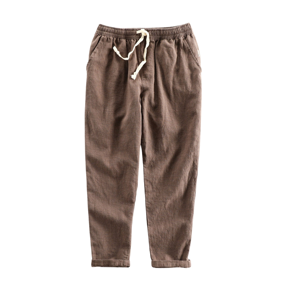Bolendo Kurzarm-Hemd mit geometrischer Struktur und Leinen-Baumwoll-Hose für Herren