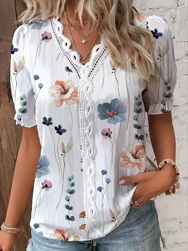 Aase - Damen-Pullover mit V-Ausschnitt und Spitze