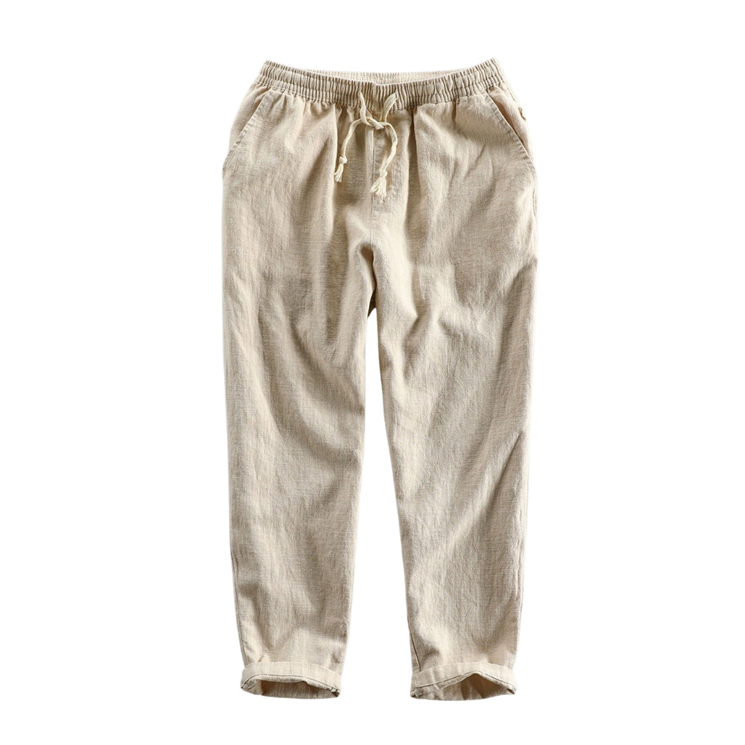 Bolendo Kurzarm-Hemd mit geometrischer Struktur und Leinen-Baumwoll-Hose für Herren