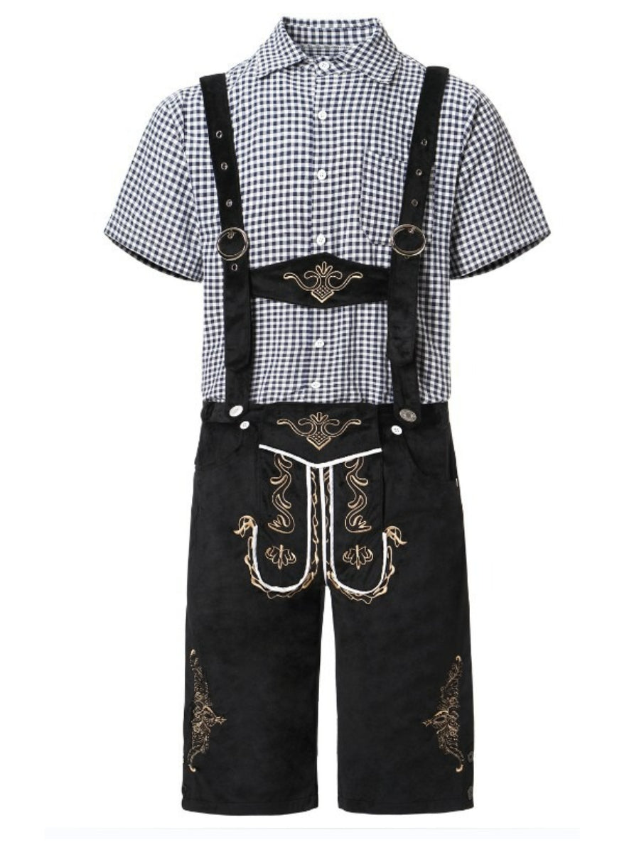 Alpenkraft – Lederhosen-shorts ruskindlook med broderi – Oktoberfest herre