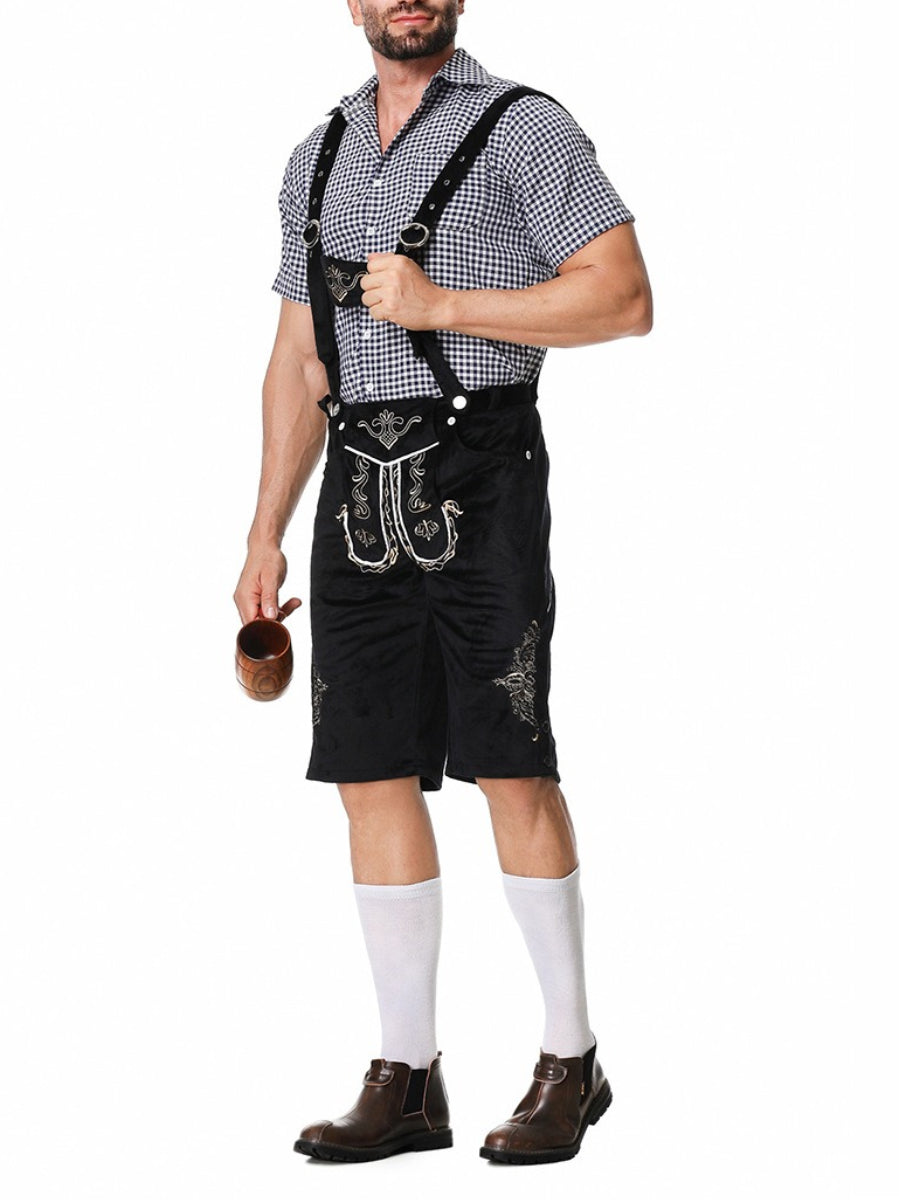Alpenkraft – Lederhosen-shorts ruskindlook med broderi – Oktoberfest herre
