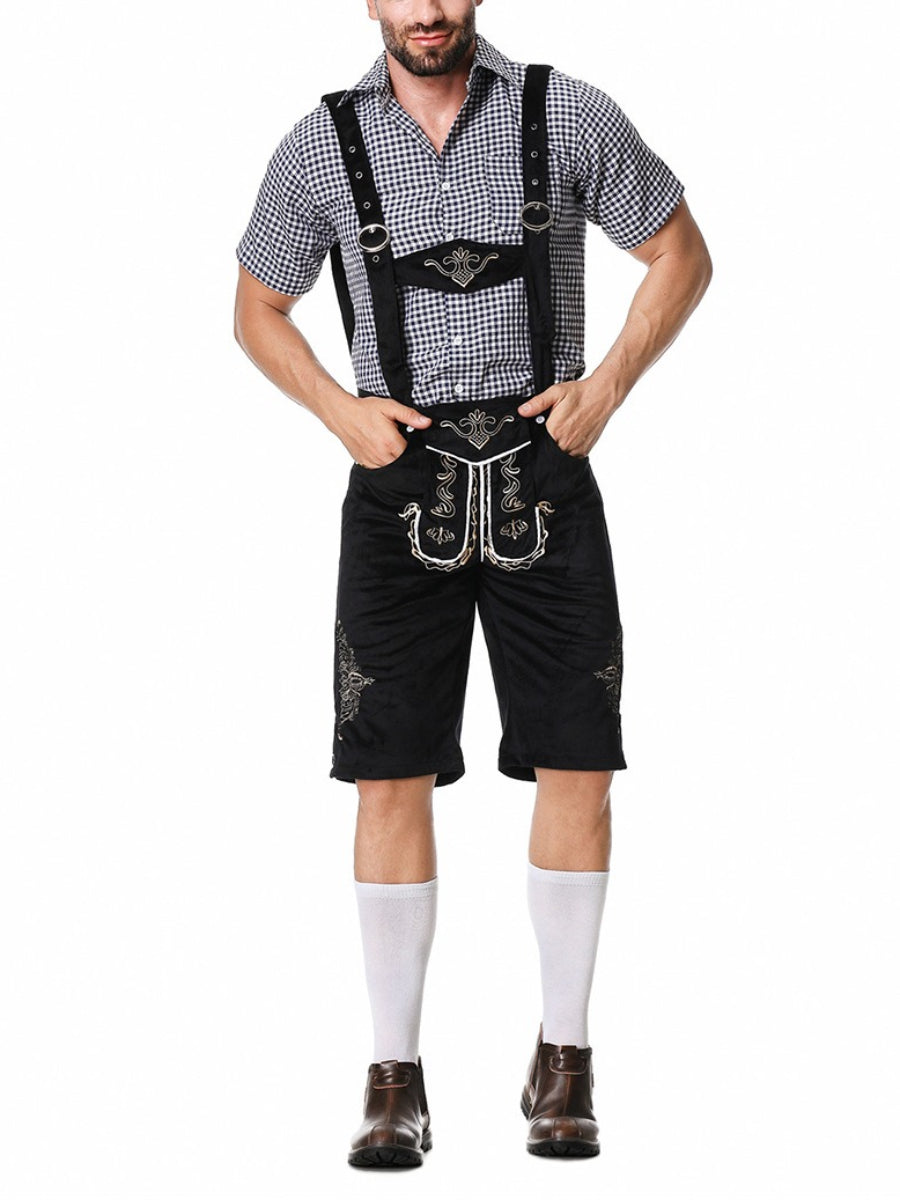 Alpenkraft – Lederhosen-shorts ruskindlook med broderi – Oktoberfest herre