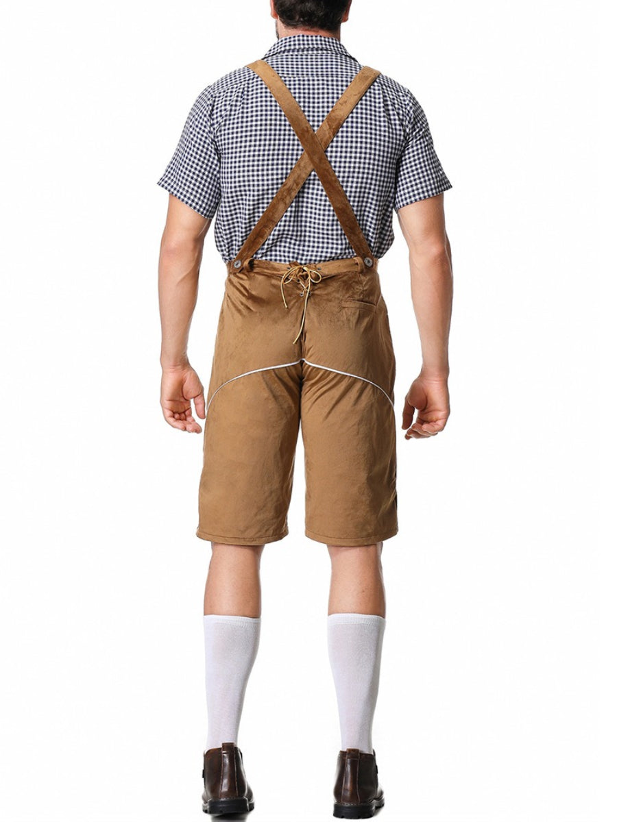 Alpenkraft – Lederhosen-shorts ruskindlook med broderi – Oktoberfest herre