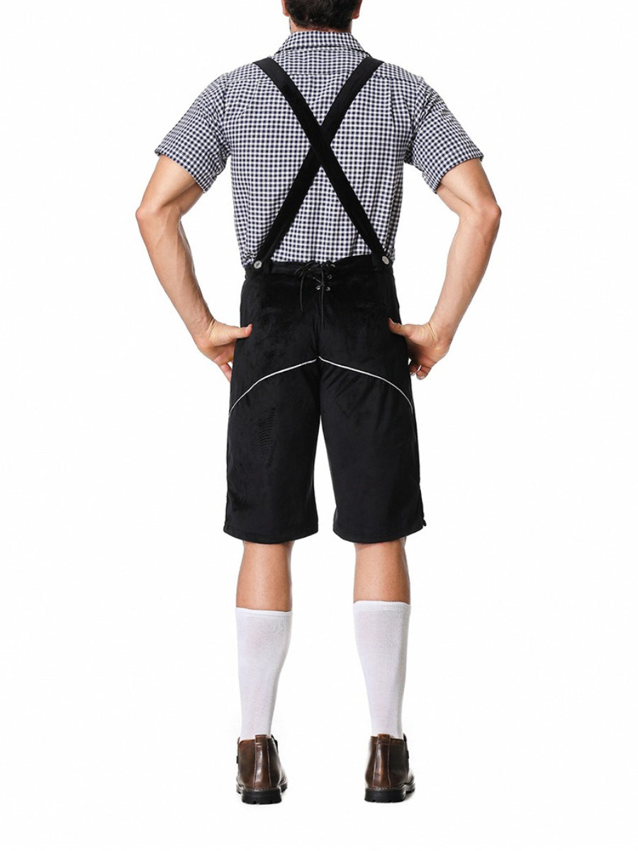 Alpenkraft – Lederhosen-shorts ruskindlook med broderi – Oktoberfest herre