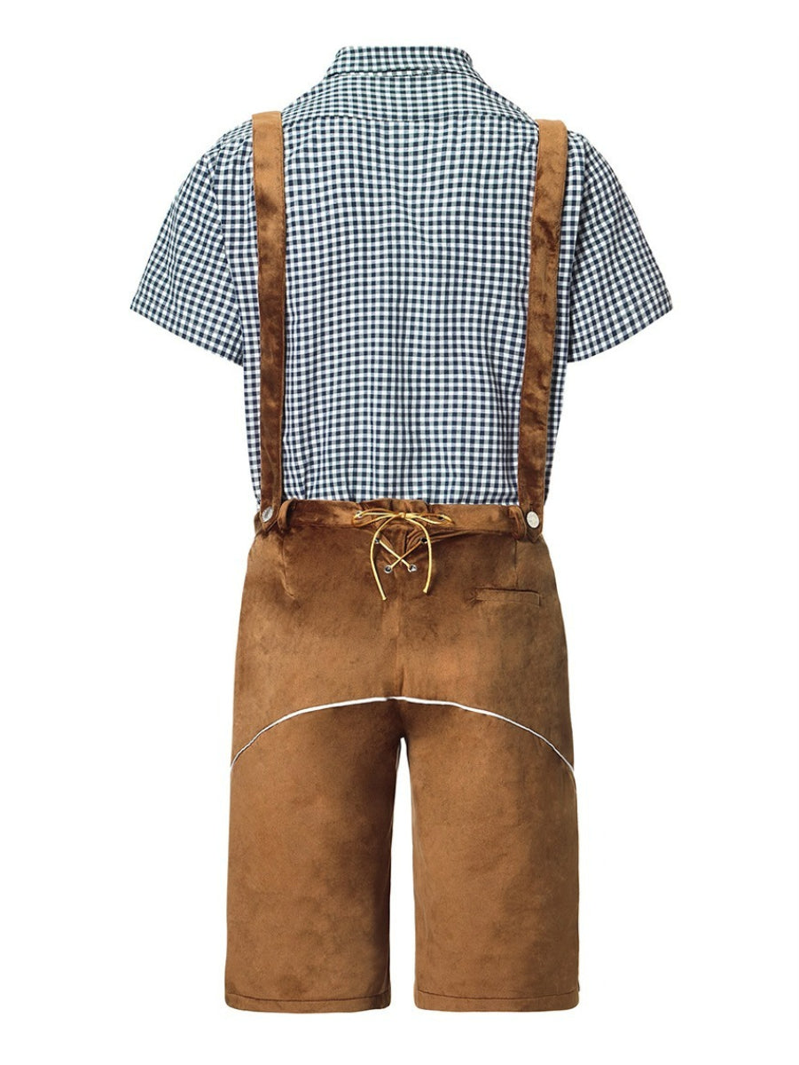 Alpenkraft – Lederhosen-shorts ruskindlook med broderi – Oktoberfest herre