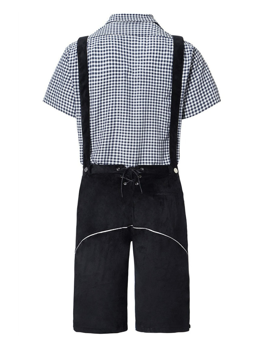 Alpenkraft – Lederhosen-shorts ruskindlook med broderi – Oktoberfest herre