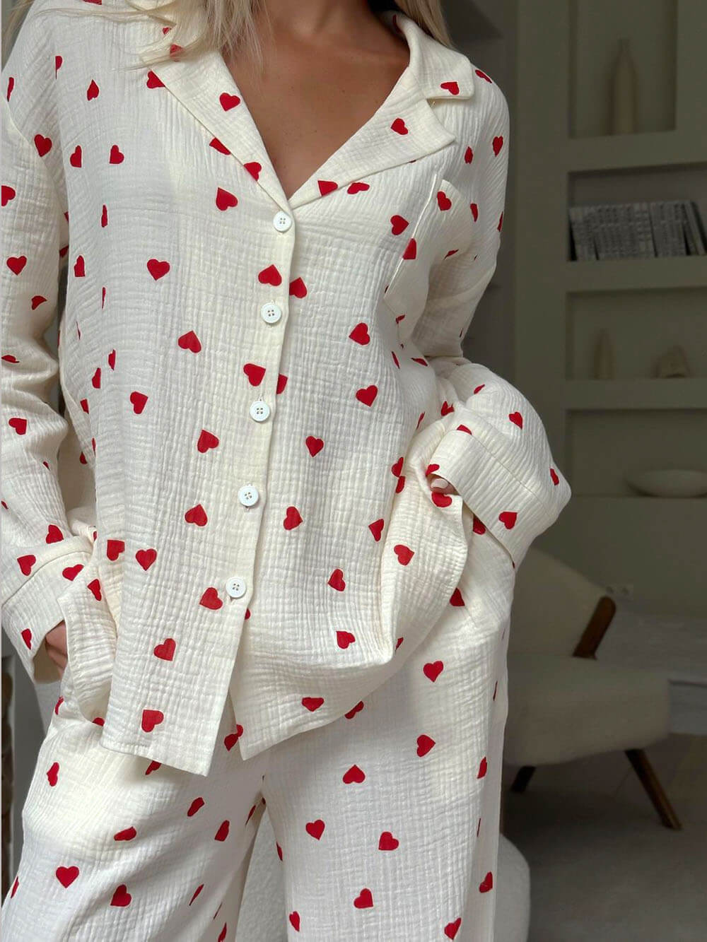 Ensemble pyjama deux pièces avec motif cœur - Rainey