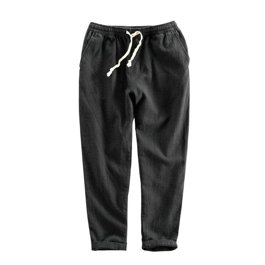 Bolendo Kurzarm-Hemd mit geometrischer Struktur und Leinen-Baumwoll-Hose für Herren