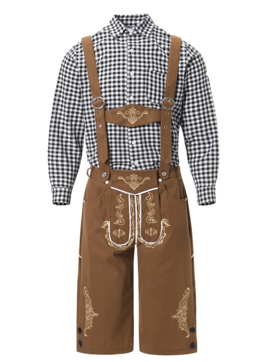 Bergbua – Lederhosen-kostumesæt med ternet skjorte – Din Wiesn-klassiker