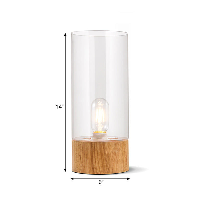Lumeo - Štýlová valcová nočná lampa s dreveným podstavcom