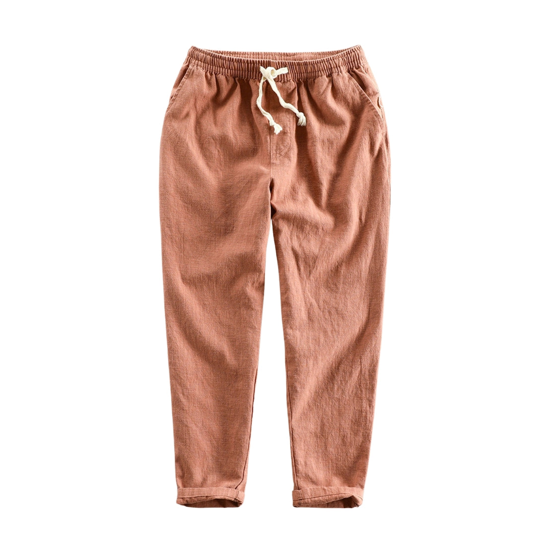 Bolendo Kurzarm-Hemd mit geometrischer Struktur und Leinen-Baumwoll-Hose für Herren