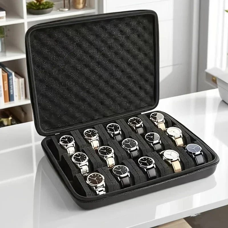 15-Slot Pressure Resistant Watch Storage Box - Portable Watch Case for Men 5