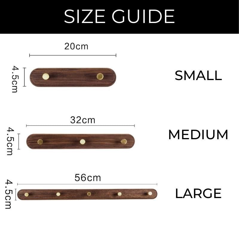 LignaHook – dřevěná nástěnná věšák s mosaznými háčky – moderní domácí úložný prostor