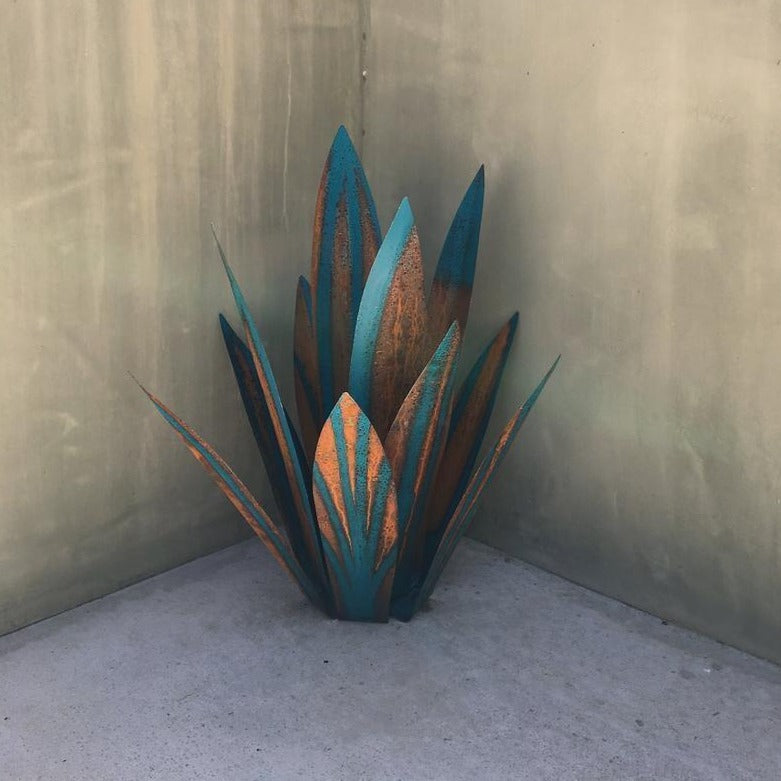 Décoration de jardin Agave en métal – Design résistant à la rouille avec piquet de sol
