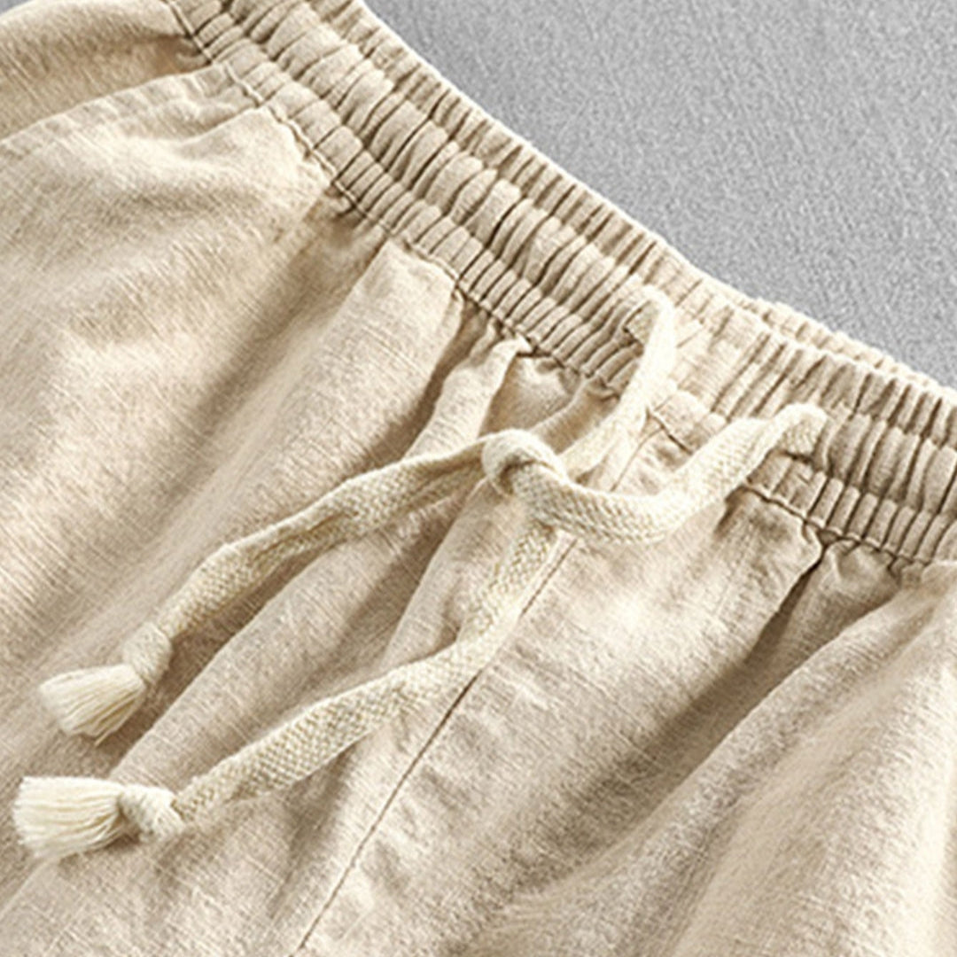 Bolendo Kurzarm-Hemd mit geometrischer Struktur und Leinen-Baumwoll-Hose für Herren