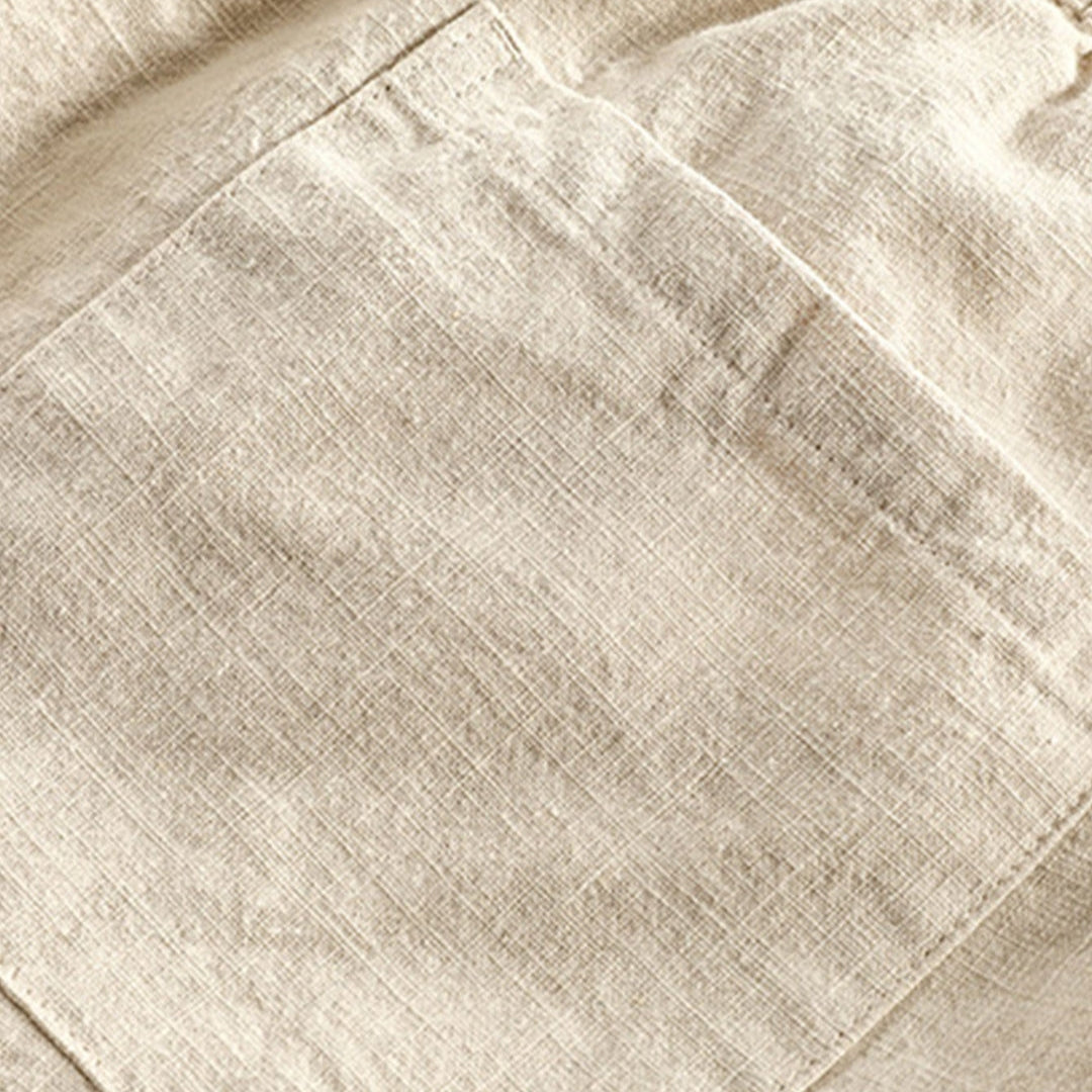 Bolendo Kurzarm-Hemd mit geometrischer Struktur und Leinen-Baumwoll-Hose für Herren