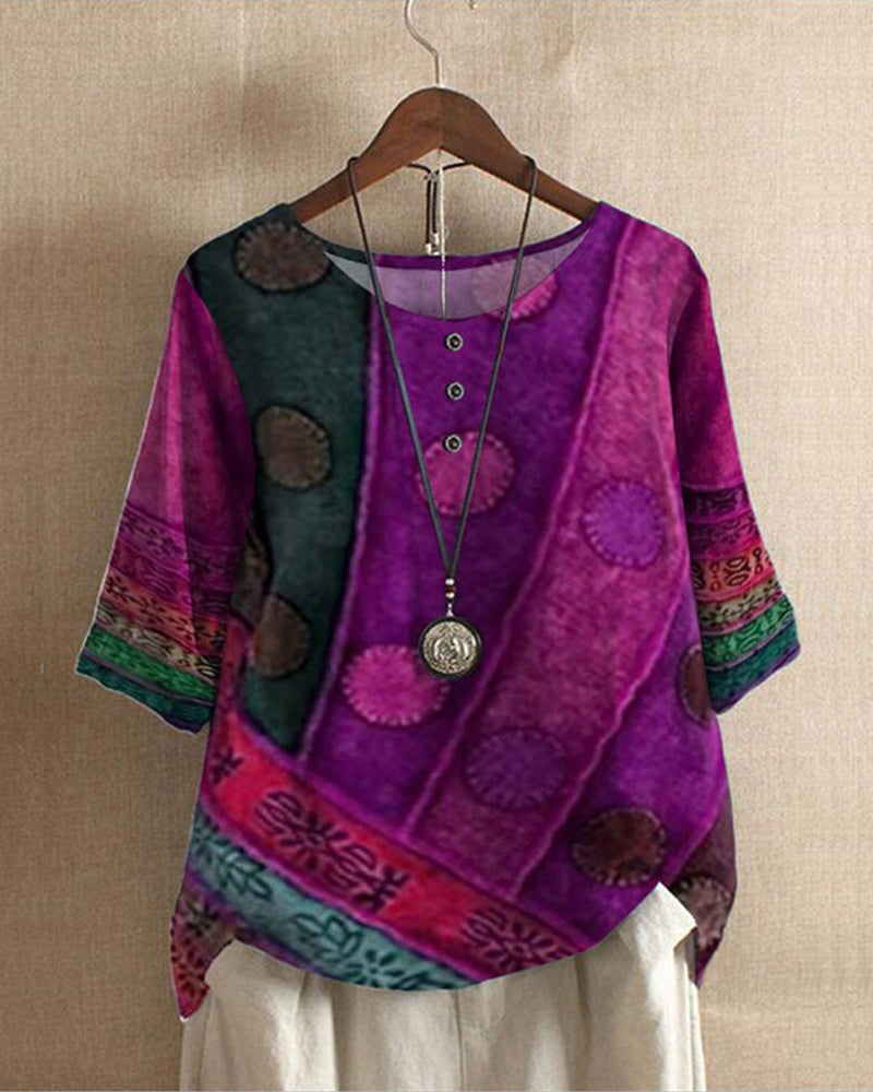 Gretta - vintage top s boho potiskem