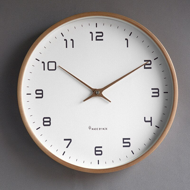 Horloge murale en bois "Simplicité scandinave" | Brun & Crème, 25x25 cm ou 30x30 cm