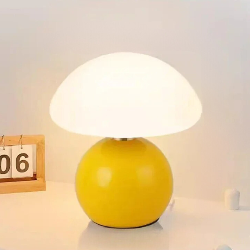 Piccola lampada da tavolo a fungo - ceramica crema vento