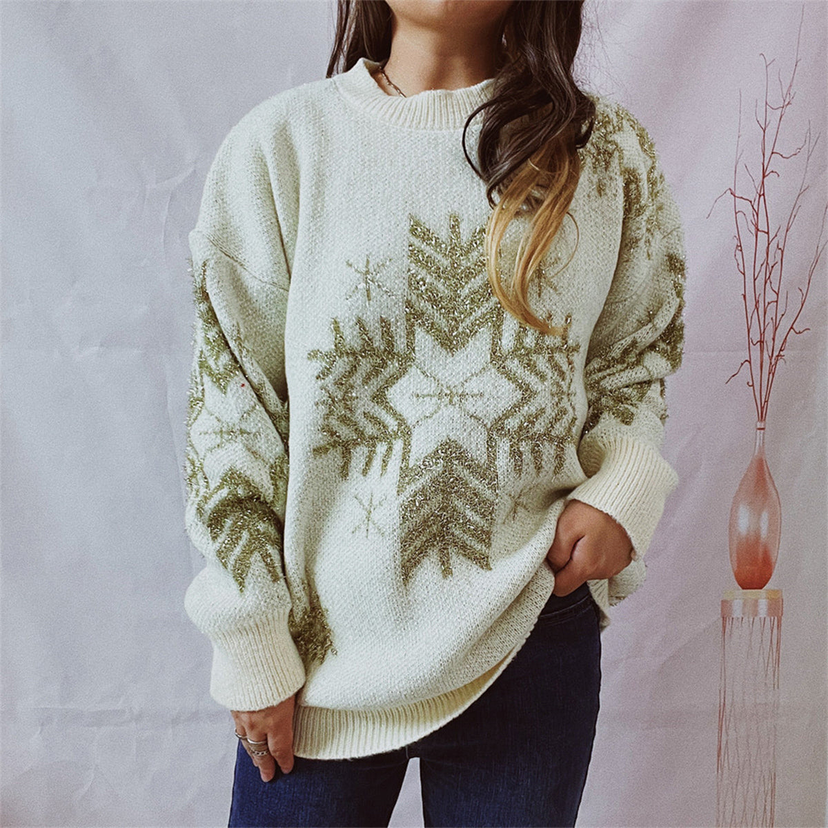 Maglione con fiocchi di neve - Maglione invernale accogliente e festivo