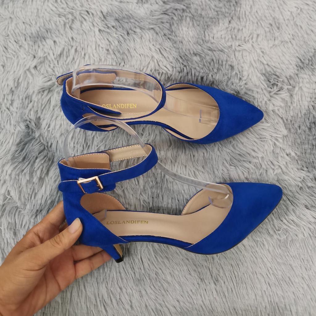 Zavando - Dünne Wildleder High-Heel Sandalen Pumps für Damen