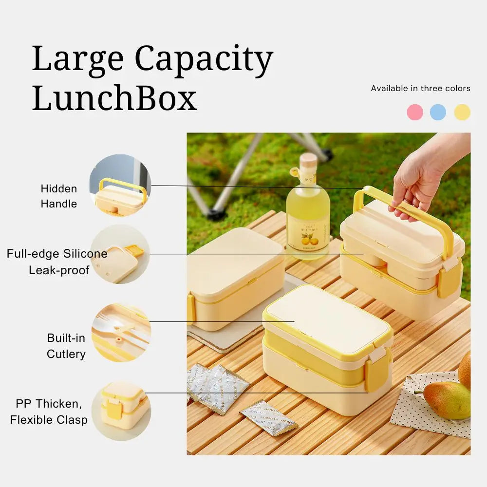 2-lagige Bento Box für Kinder, auslaufsicher, mikrowellengeeignet, 1780 ml 1