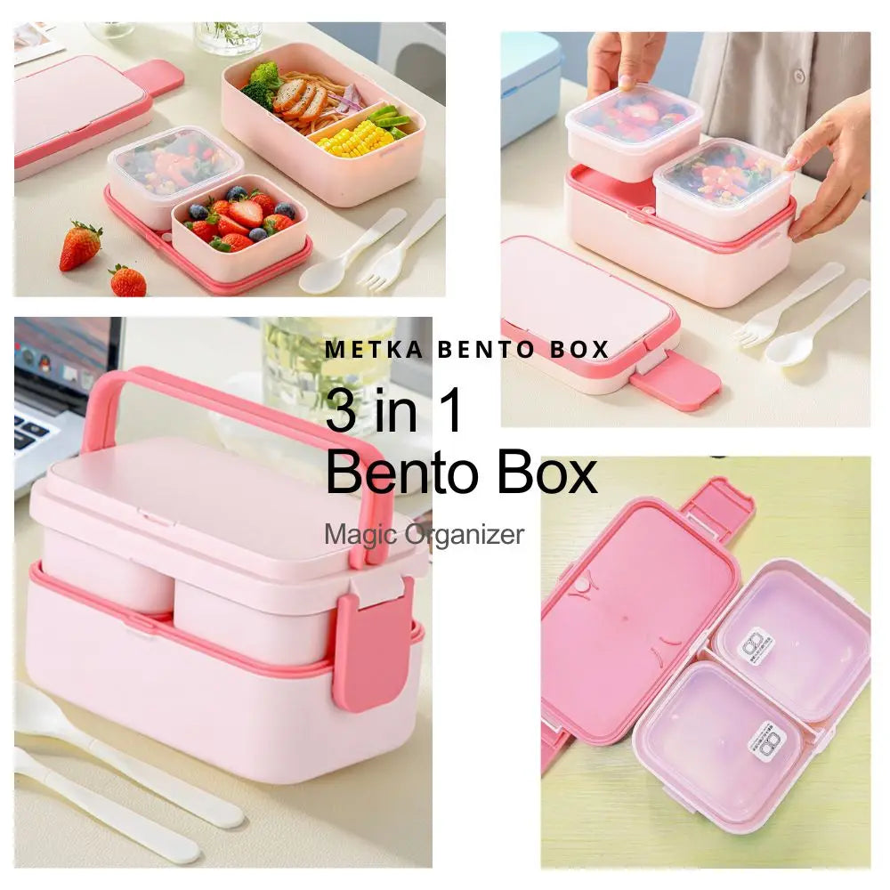 2-lagige Bento Box für Kinder, auslaufsicher, mikrowellengeeignet, 1780 ml 3