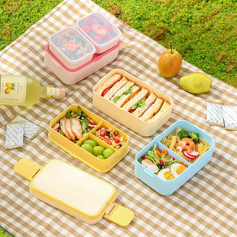 2-lagige Bento Box für Kinder, auslaufsicher, mikrowellengeeignet, 1780 ml 5
