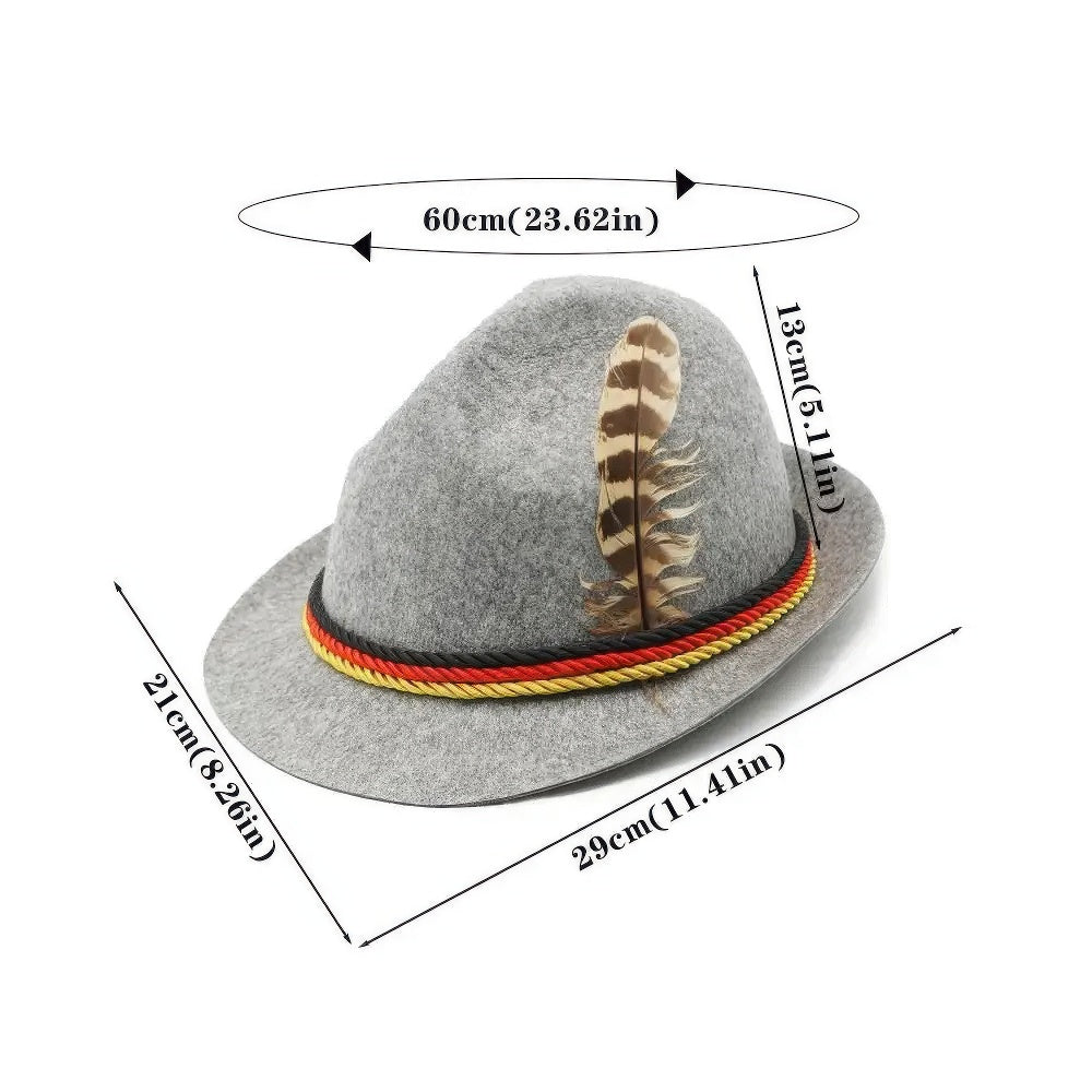 Bolendo Oktoberfesthut - Klassisches Design mit bunten Federn für festliches Flair
