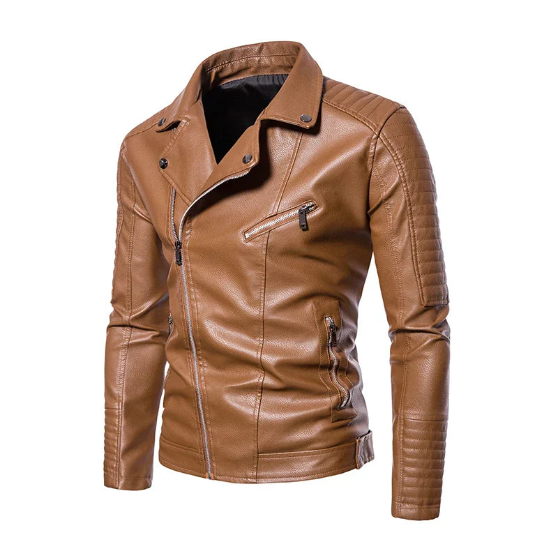 Wasserdichte Slim Fit Herren-Motorrad-Lederjacke - Bradlee