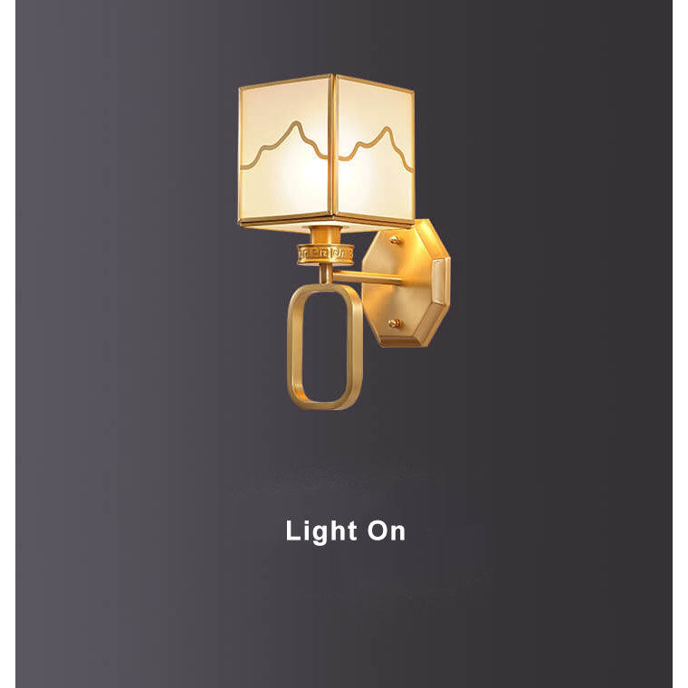 CubeLuxe - Moderne kubeformet 1-lyskilde væglampe med kinesiske elementer og bevæbnet design