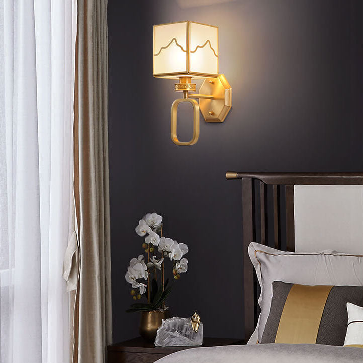 CubeLuxe - Moderne kubeformet 1-lyskilde væglampe med kinesiske elementer og bevæbnet design