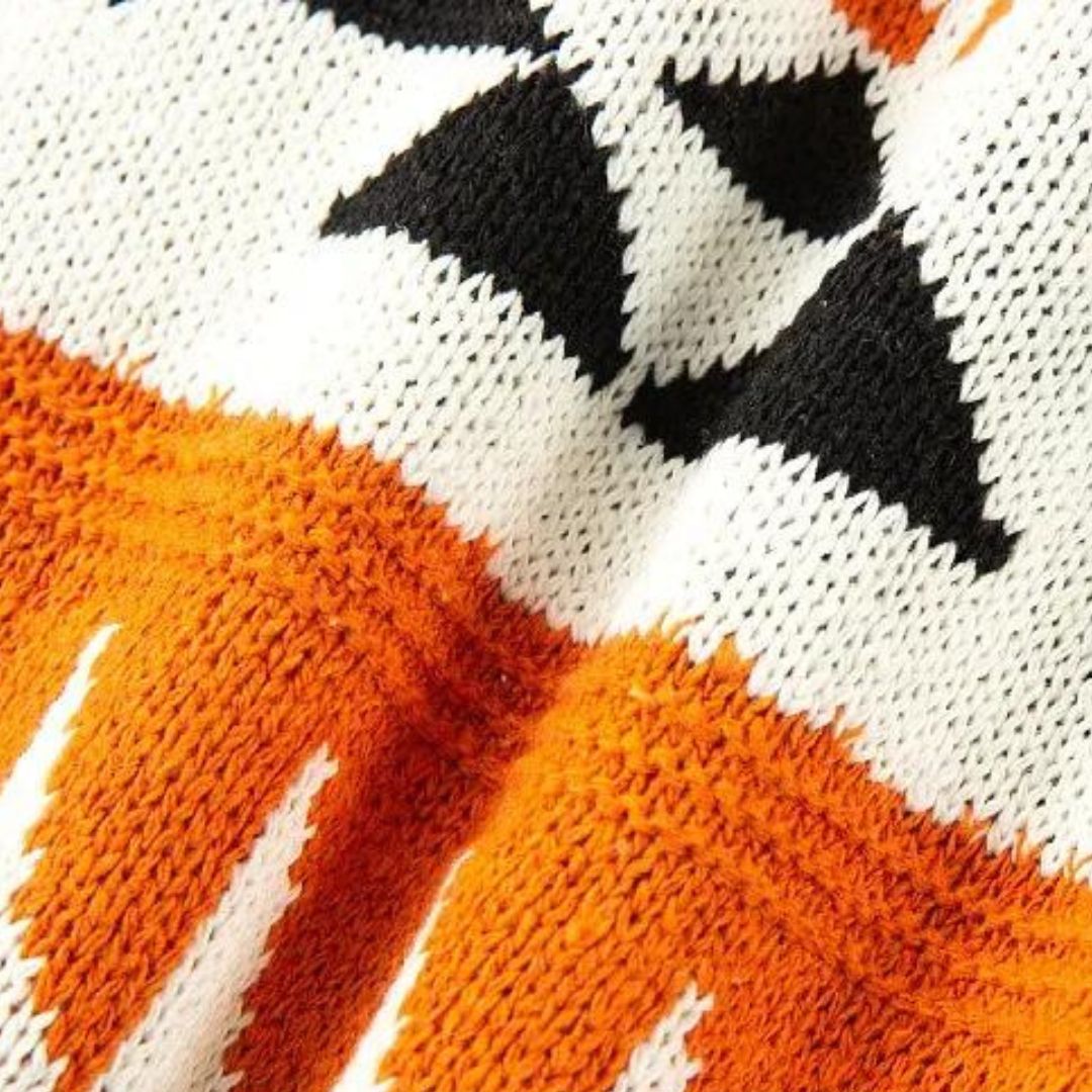Cardigan med tribal-mønster og lynlås - Nikos