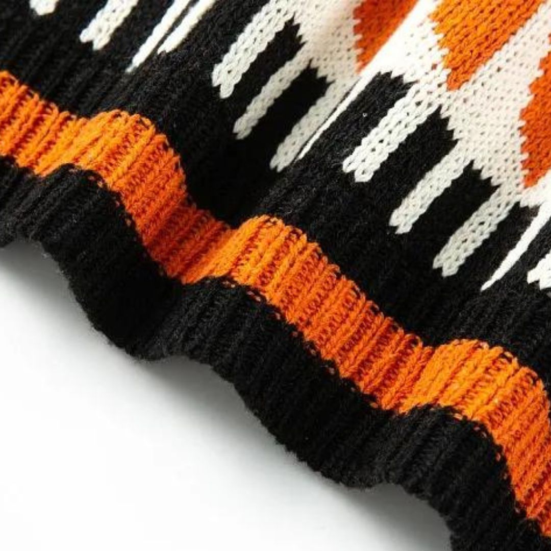Cardigan med tribal-mønster og lynlås - Nikos