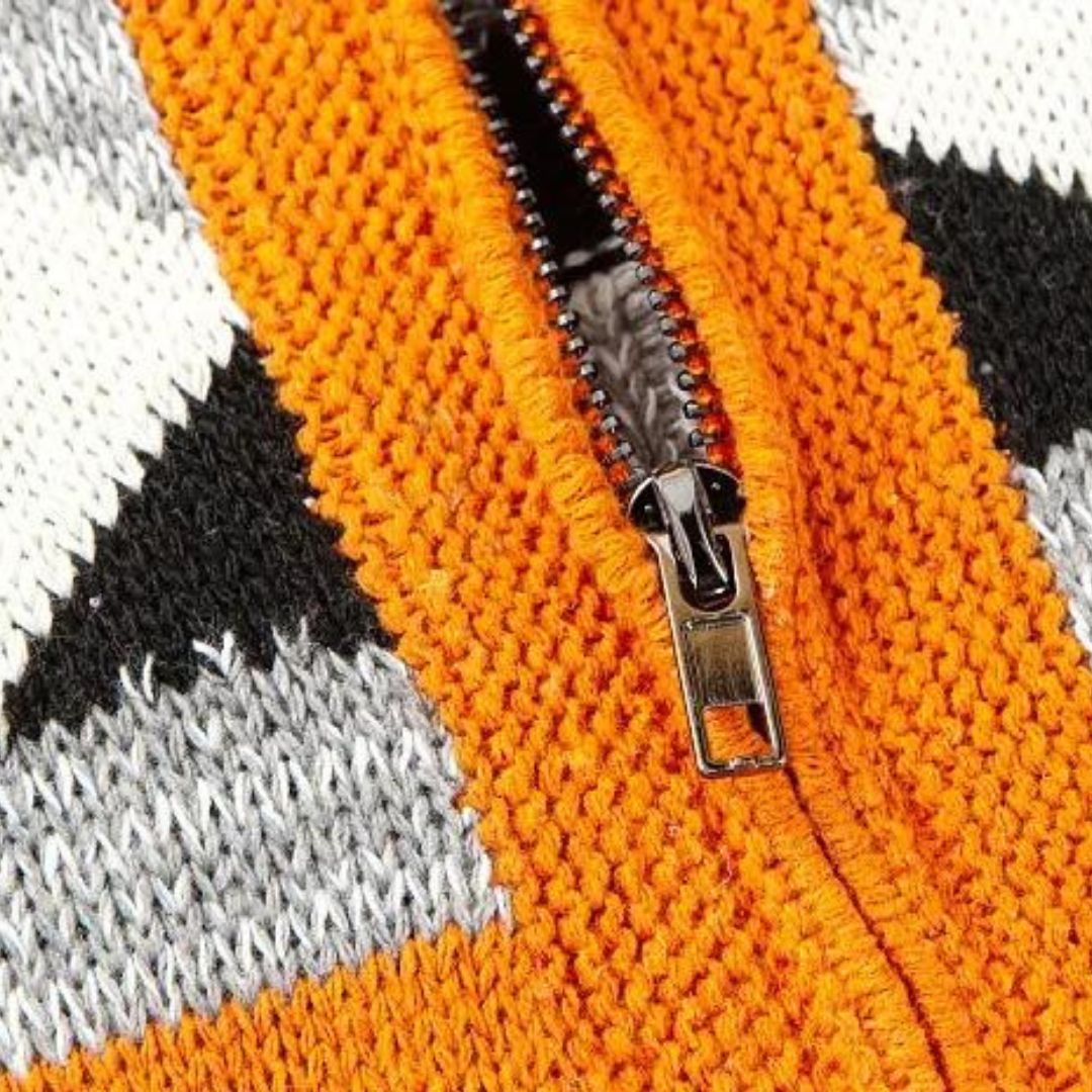 Cardigan med tribal-mønster og lynlås - Nikos