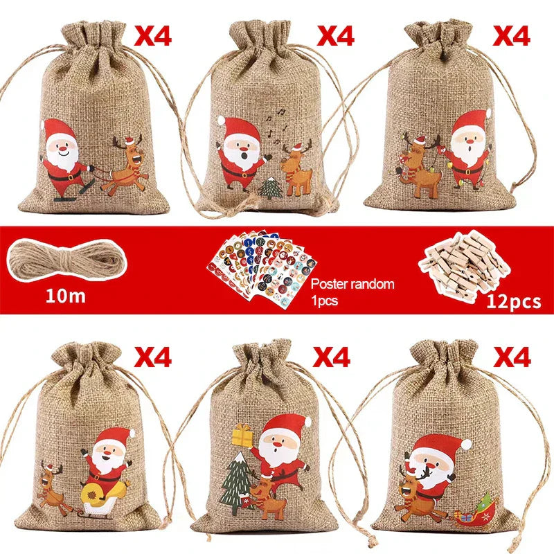 Festira – Calendrier de l'Avent avec 24 sachets cadeaux et autocollants