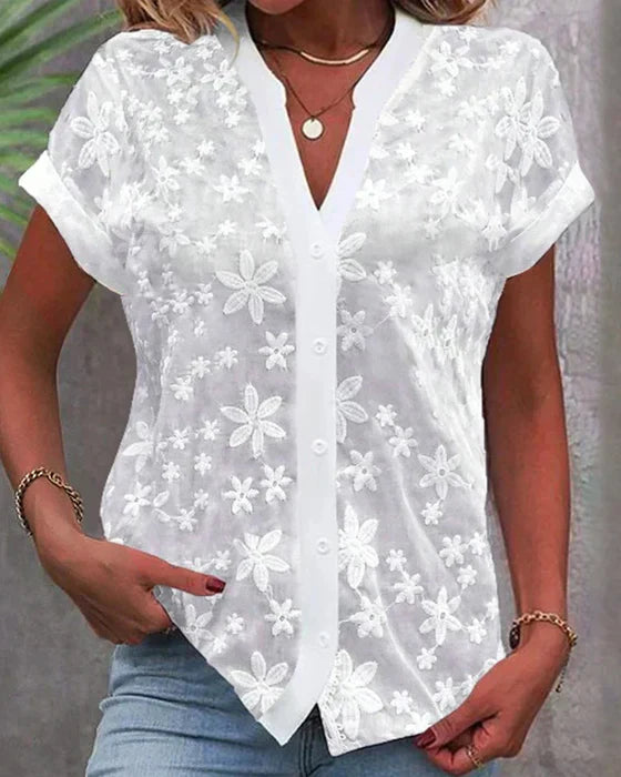 Cathrine - fritidsbluse med print og knude