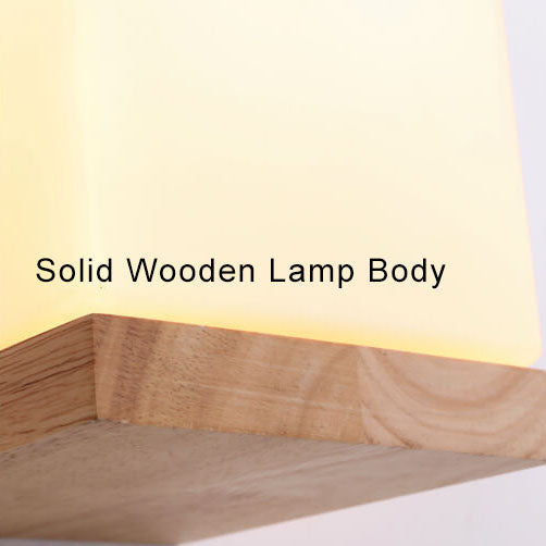 EcoShine - Lampada da parete moderna in legno con base cubica