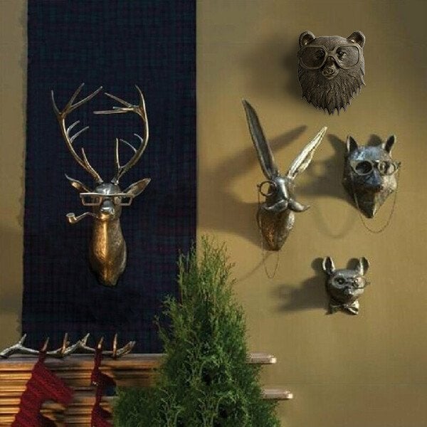 WallCritters – Decorazione da parete con testa di animale giocosa – Design in resina dipinto a mano