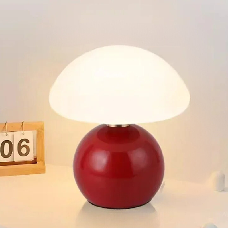 Piccola lampada da tavolo a fungo - ceramica crema vento