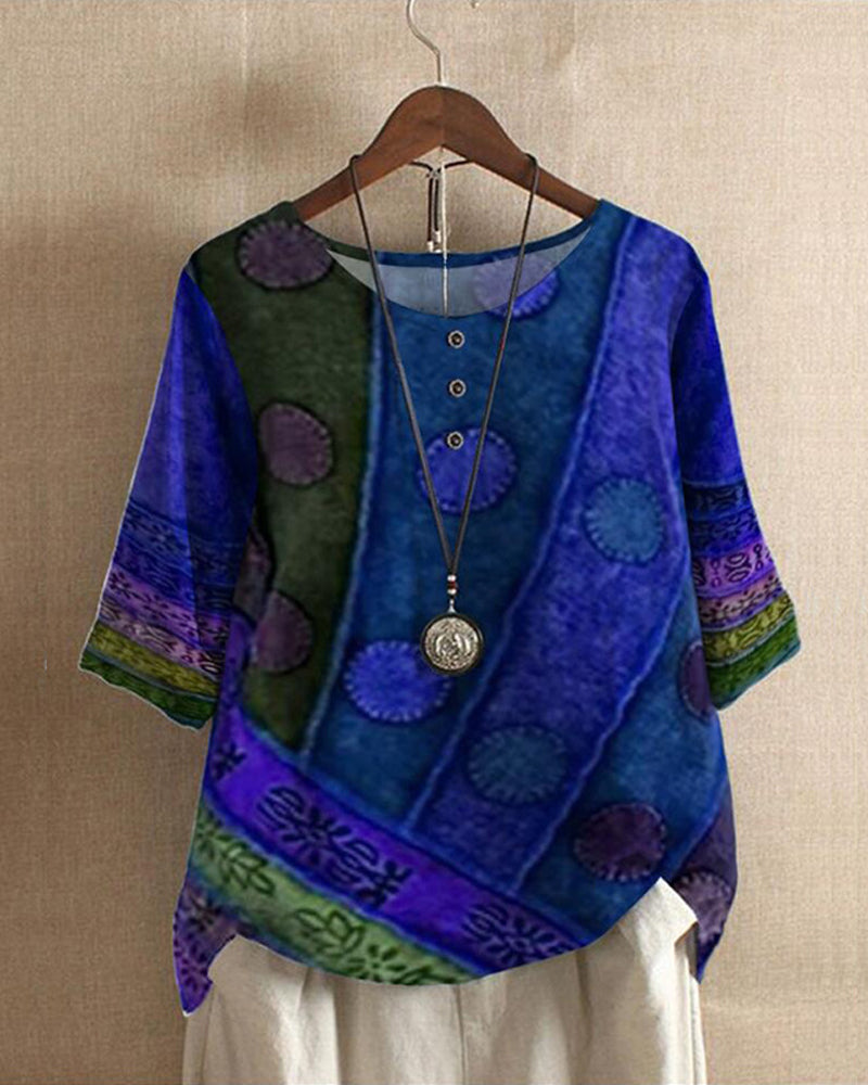 Gretta - vintage top s boho potiskem