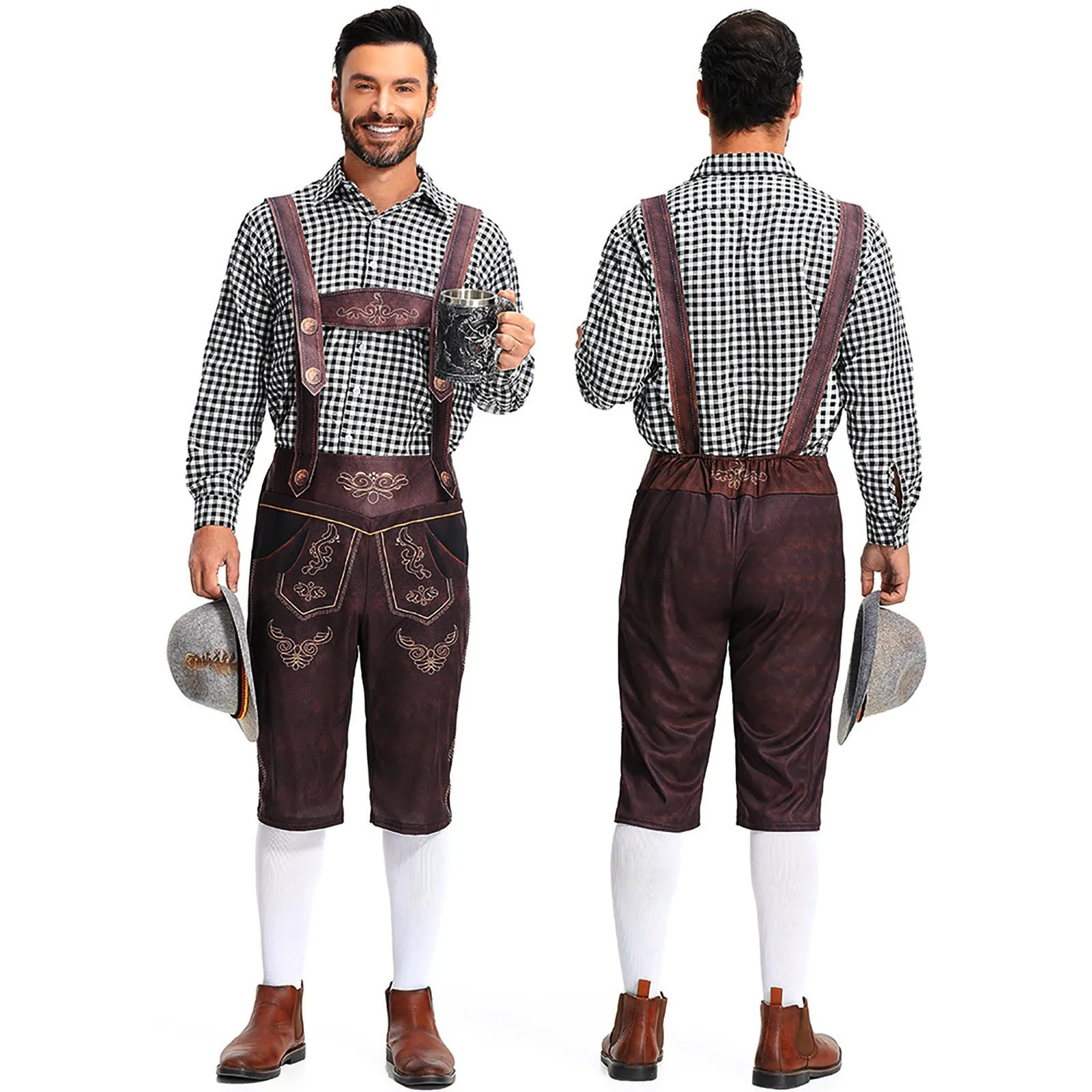 AlpenHo – Pantalon en cuir traditionnel pour enfants avec chemise et broderie