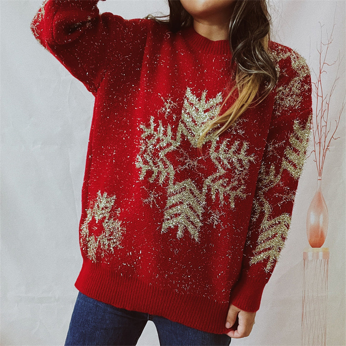 Maglione con fiocchi di neve - Maglione invernale accogliente e festivo